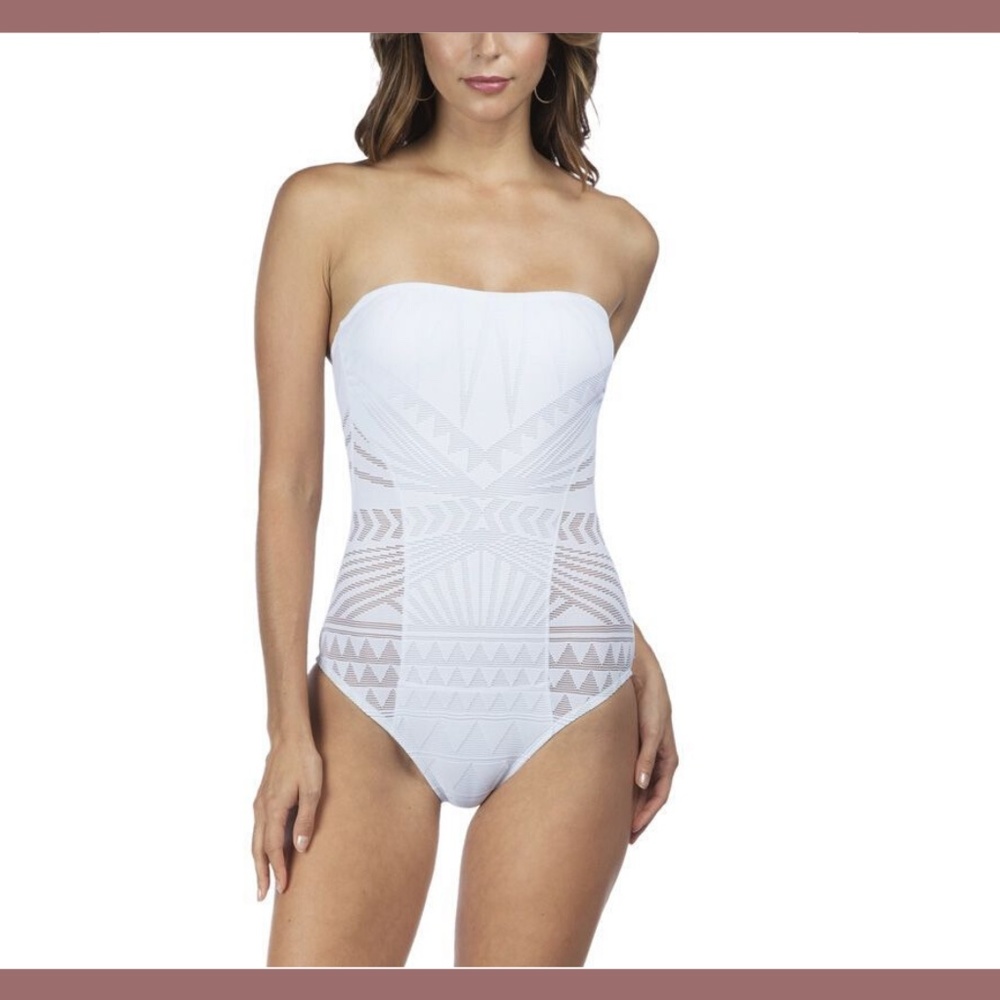 NEW Kenneth Cole New York Deco The Distance One-Piece Swimsuit [SZ Small ]‎